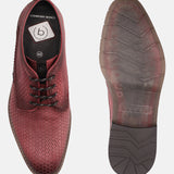 A grey Men's bugatti Derby featuring a round plain toe, moulded heel, and a wide fit. Made from premium genuine leather with a durable tr outsole, this laces design offers both style and comfort.
