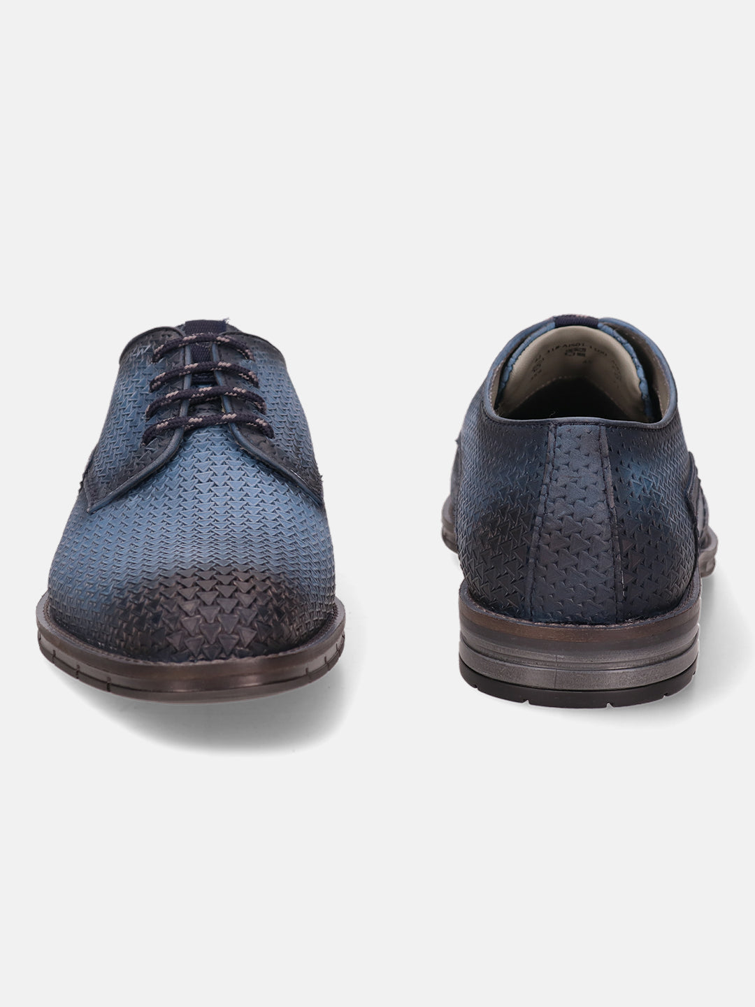 A blue Men's bugatti Derby featuring a round plain toe, moulded  heel, and a wide fit. Made from premium genuine leather with a durable tr outsole, this laces design offers both style and comfort.