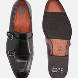 Rico Black Leather Monk Shoes