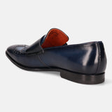 Rico Dark Blue Leather Formal Slip-Ons