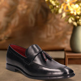 bugatti Rico Black Premium Leather Comfort Slip-Ons Formal