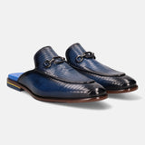Rico Blue Leather Mules