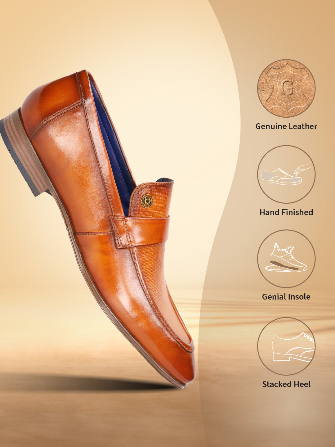 A yellow Men's bugatti Penny Loafer featuring a round apron toe, moulded  heel. Made from premium genuine leather with a durable high quality synthetic outsole, this slip-on design offers both style and comfort.