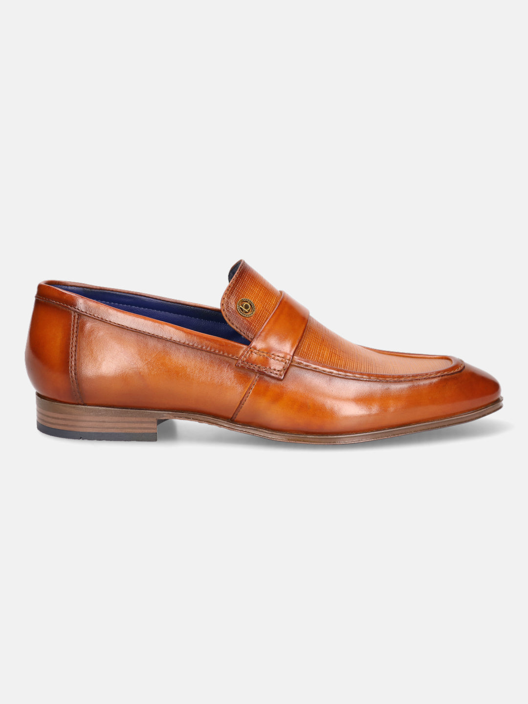 A yellow Men's bugatti Penny Loafer featuring a round apron toe, moulded  heel. Made from premium genuine leather with a durable high quality synthetic outsole, this slip-on design offers both style and comfort.