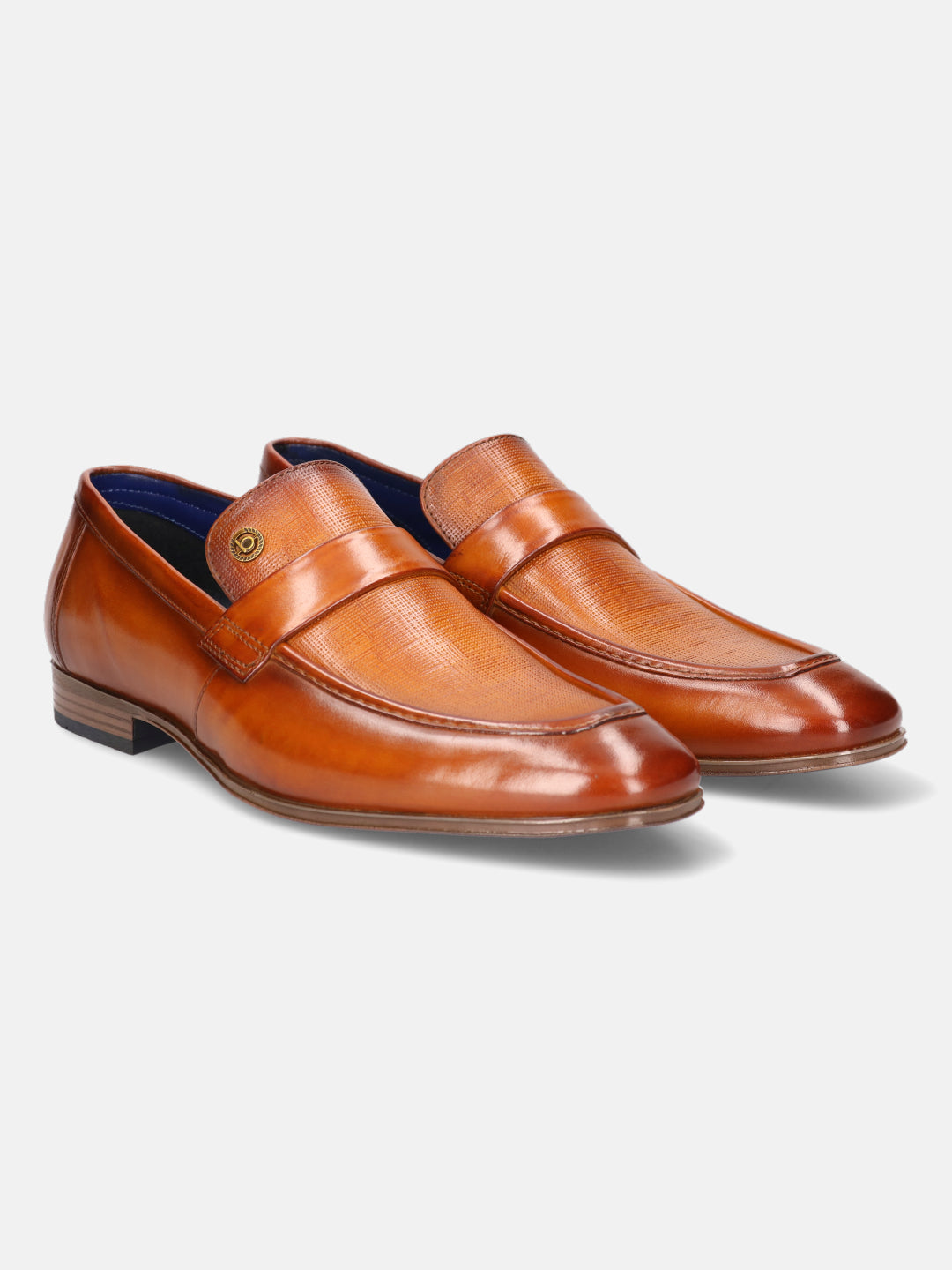 A yellow Men's bugatti Penny Loafer featuring a round apron toe, moulded  heel. Made from premium genuine leather with a durable high quality synthetic outsole, this slip-on design offers both style and comfort.