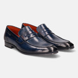 Matina Blue Leather Loafers