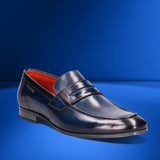 bugatti Matina Blue Premium Leather Comfort Penny Loafers