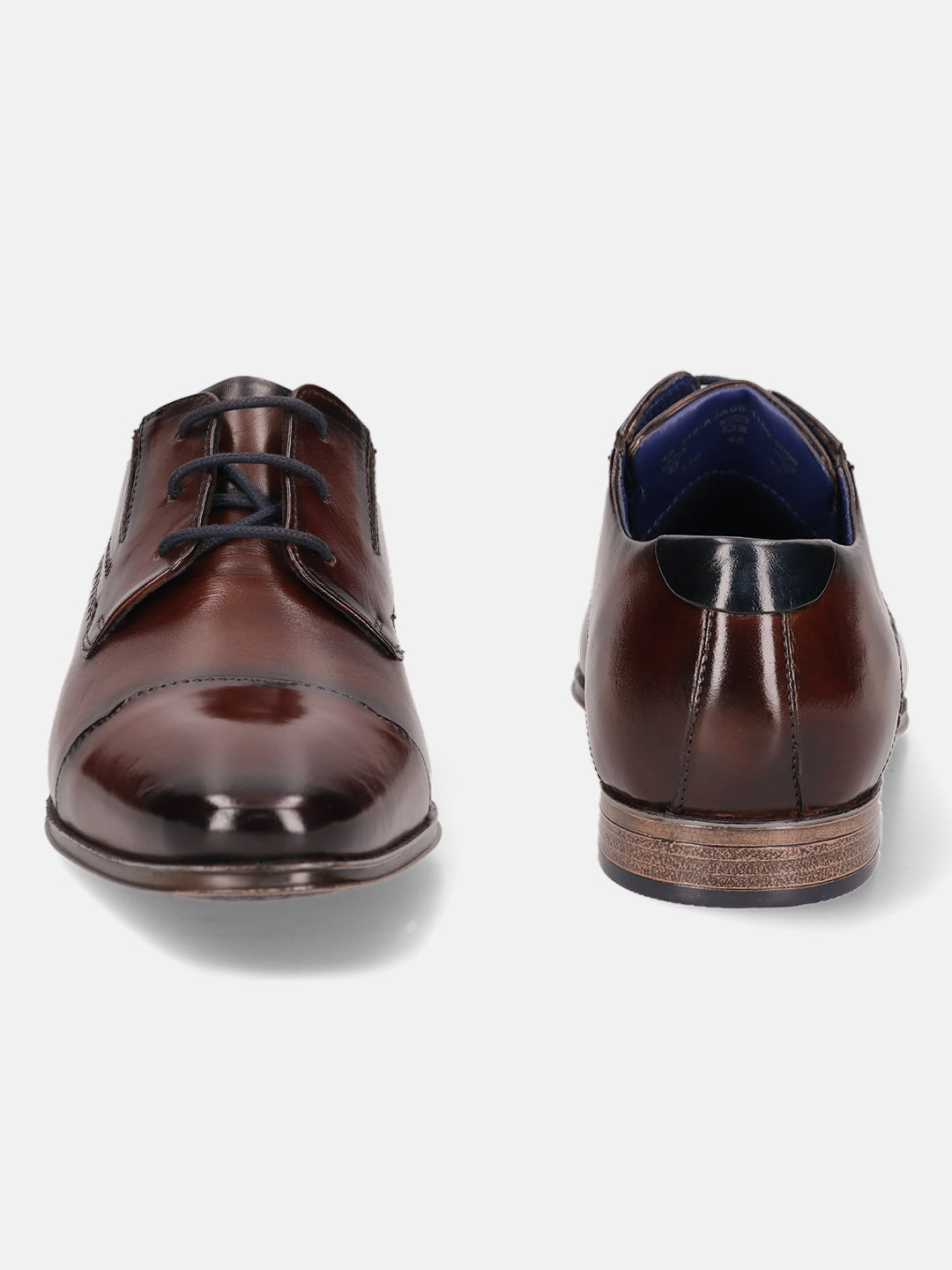 A brown Men's bugatti Derby featuring a round cap toe, moulded  heel. Made from premium genuine leather with a durable high quality synthetic outsole, this laces design offers both style and comfort.