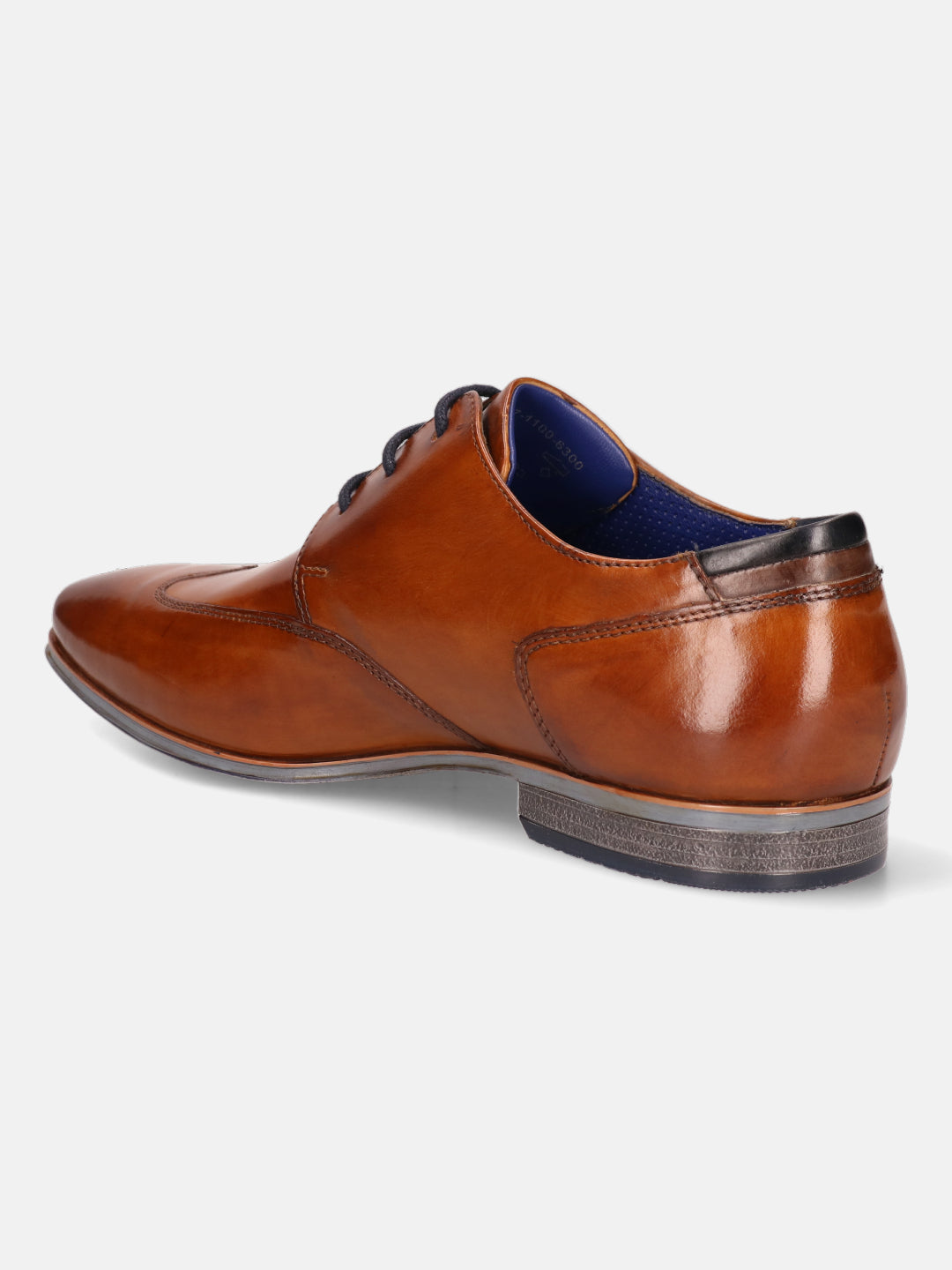 A cognac Men's bugatti Derby featuring a round wing tip, moulded  heel. Made from premium genuine leather with a durable high quality synthetic outsole, this laces design offers both style and comfort.