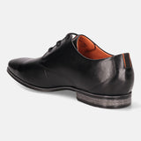 A black Men's bugatti Derby featuring a round plain toe, moulded heel. Made from premium genuine leather with a durable high quality synthetic outsole, this laces design offers both style and comfort.