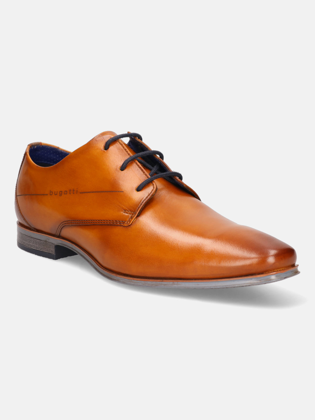 A yellow Men's bugatti Derby featuring a round plain toe, moulded  heel. Made from premium genuine leather with a durable high quality synthetic outsole, this laces design offers both style and comfort.