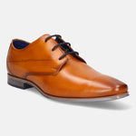 A yellow Men's bugatti Derby featuring a round plain toe, moulded  heel. Made from premium genuine leather with a durable high quality synthetic outsole, this laces design offers both style and comfort.
