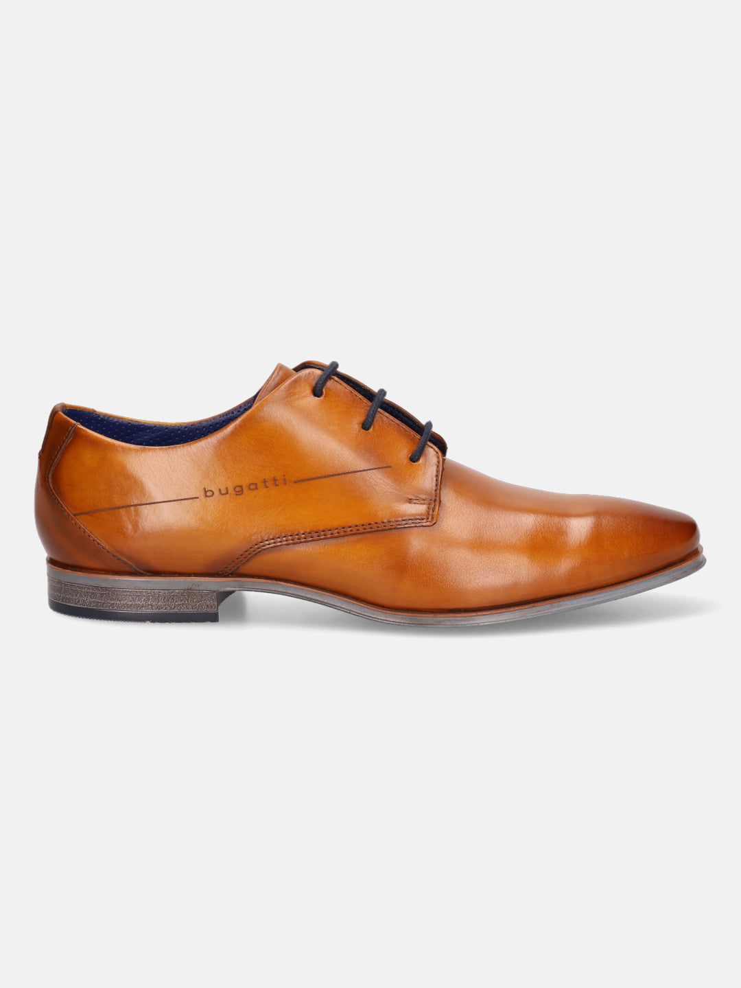 A yellow Men's bugatti Derby featuring a round plain toe, moulded  heel. Made from premium genuine leather with a durable high quality synthetic outsole, this laces design offers both style and comfort.