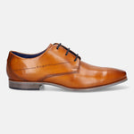 A yellow Men's bugatti Derby featuring a round plain toe, moulded  heel. Made from premium genuine leather with a durable high quality synthetic outsole, this laces design offers both style and comfort.