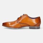 A yellow Men's bugatti Derby featuring a round plain toe, moulded  heel. Made from premium genuine leather with a durable high quality synthetic outsole, this laces design offers both style and comfort.