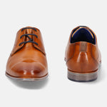 A yellow Men's bugatti Derby featuring a round plain toe, moulded  heel. Made from premium genuine leather with a durable high quality synthetic outsole, this laces design offers both style and comfort.