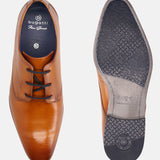 A yellow Men's bugatti Derby featuring a round plain toe, moulded  heel. Made from premium genuine leather with a durable high quality synthetic outsole, this laces design offers both style and comfort.