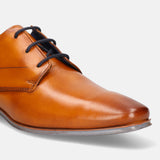 A yellow Men's bugatti Derby featuring a round plain toe, moulded  heel. Made from premium genuine leather with a durable high quality synthetic outsole, this laces design offers both style and comfort.