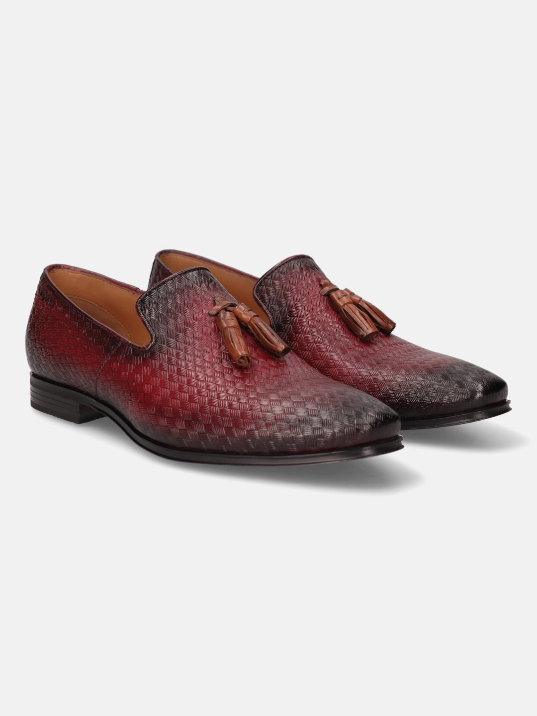 bugatti Red Premium Leather Formal Slip-Ons â bugatti Shoes India