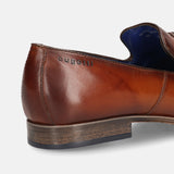 A cognac Men's bugatti Tassel Loafers featuring a round toe plain toe, moulded heel. Made from premium genuine leather with a durable high quality synthetic outsole, this slip-on design offers both style and comfort.