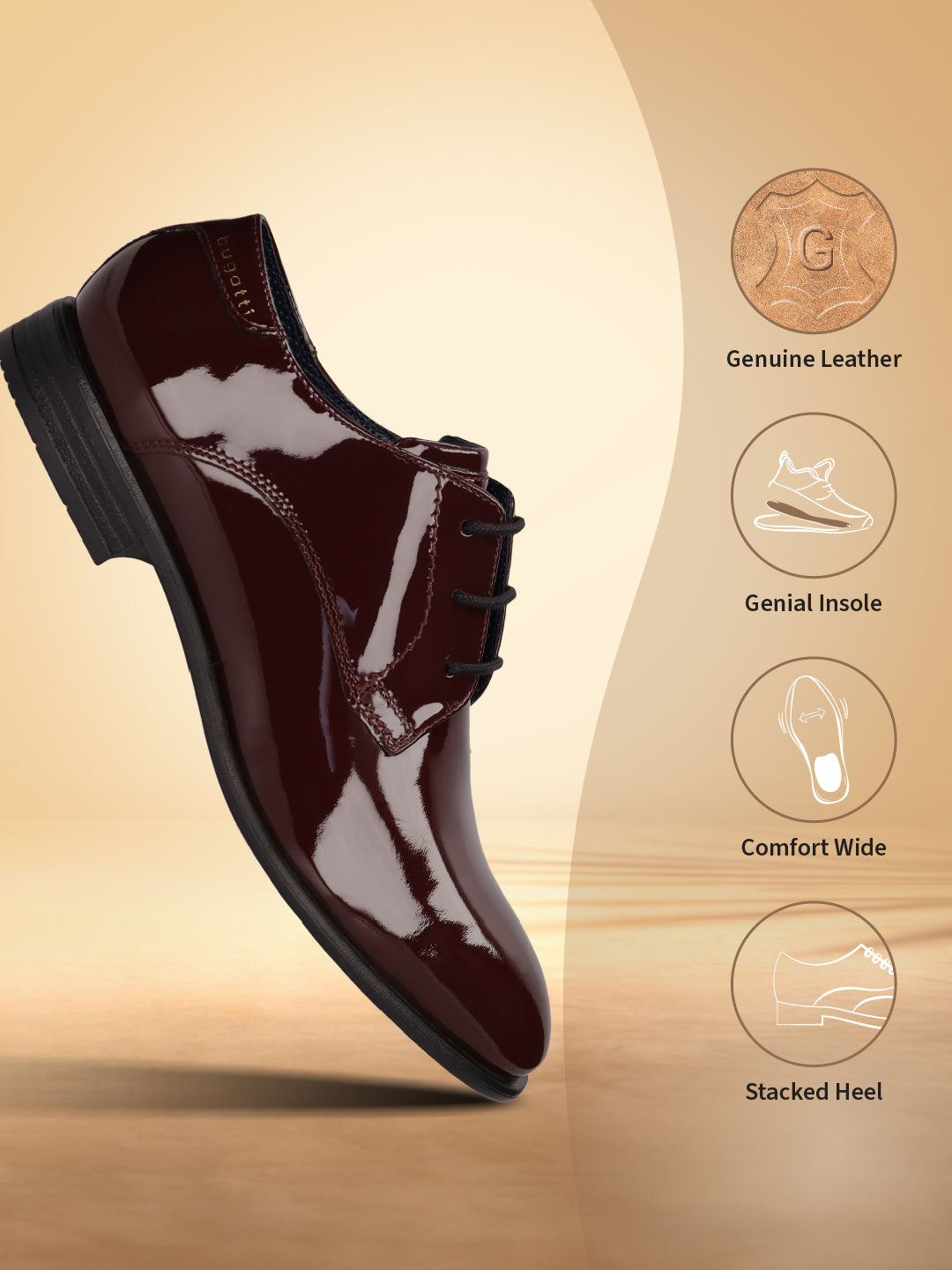 A grey Men's bugatti Derby featuring a round plain toe, moulded  heel, and a wide fit. Made from premium genuine leather with a durable high quality synthetic outsole, this laces design offers both style and comfort.