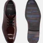 A grey Men's bugatti Derby featuring a round plain toe, moulded  heel, and a wide fit. Made from premium genuine leather with a durable high quality synthetic outsole, this laces design offers both style and comfort.