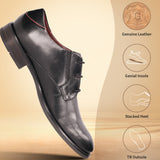 A black Men's bugatti Derby featuring a round plain toe, moulded heel. Made from premium genuine leather with a durable tr outsole, this laces design offers both style and comfort.
