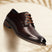 Men's Bugatti derby brown leather shoes with a round toe and plain toe featuring a moulded heel , a tpr outsole , and laces fastening.