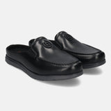 Domin Black Leather Mules