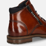 A cognac Men's bugatti Ankle Boots featuring a round toe plain toe, moulded heel, and a wide fit. Made from premium genuine leather with a durable tr outsole, this zipper design offers both style and comfort.