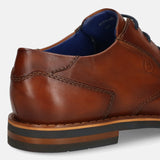 A cognac Men's bugatti Derby featuring a round toe plain toe, stacked heel. Made from premium genuine leather with a durable eva outsole, this laces design offers both style and comfort.