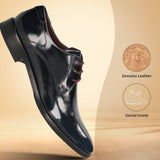 A blue Men's bugatti Derby featuring a pointed toe plain toe, stacked heel. Made from premium genuine leather with a durable leather outsole, this laces design offers both style and comfort.