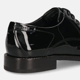 A black Men's bugatti Derby featuring a pointed toe plain toe, stacked heel. Made from premium genuine leather with a durable leather outsole, this laces design offers both style and comfort.