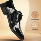 A black Men's bugatti Derby featuring a pointed toe plain toe, stacked heel. Made from premium genuine leather with a durable leather outsole, this laces design offers both style and comfort.