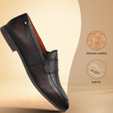 bugatti Tryst dark brown Premium Leather Comfort Penny Loafers