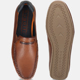 Men's Bugatti casual cognac leather shoes with a square toe and apron toe , a tpr outsole.