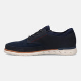 A blue Men's bugatti Sneakers featuring a round toe plain toe, zero heels heel. Made from textile with a durable rubber outsole, this laces design offers both style and comfort.