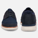 A blue Men's bugatti Sneakers featuring a round toe plain toe, zero heels heel. Made from textile with a durable rubber outsole, this laces design offers both style and comfort.