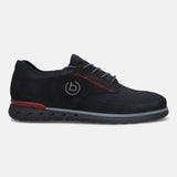 A black Men's bugatti Sneakers featuring a round toe plain toe, zero heels heel. Made from textile with a durable rubber outsole, this laces design offers both style and comfort.