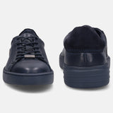 A blue Men's bugatti Sneakers featuring a round toe plain toe, zero heels heel. Made from premium genuine leather with a durable tr outsole, this laces design offers both style and comfort.