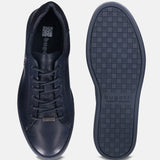 A blue Men's bugatti Sneakers featuring a round toe plain toe, zero heels heel. Made from premium genuine leather with a durable tr outsole, this laces design offers both style and comfort.