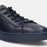 A blue Men's bugatti Sneakers featuring a round toe plain toe, zero heels heel. Made from premium genuine leather with a durable tr outsole, this laces design offers both style and comfort.