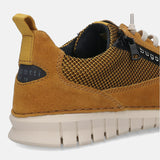 Men's Bugatti lifestyle yellow leather shoes with a round toe , a eva outsole , and laces fastening.