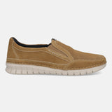 Men's Bugatti casual cognac leather shoes with a round toe , a eva outsole.