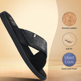 bugatti Derek black  Premium Leather Comfort Cross Strap Sandals