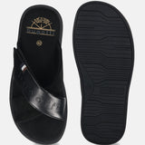 bugatti Derek black  Premium Leather Comfort Cross Strap Sandals