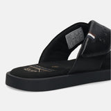 bugatti Derek black  Premium Leather Comfort Cross Strap Sandals