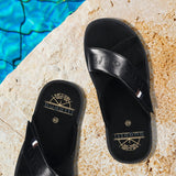 bugatti Derek black  Premium Leather Comfort Cross Strap Sandals