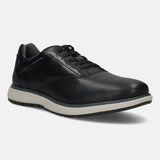 Men's Bugatti lifestyle black leather shoes with a round toe , a eva outsole , and laces fastening.
