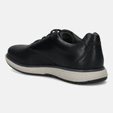 Men's Bugatti lifestyle black leather shoes with a round toe , a eva outsole , and laces fastening.